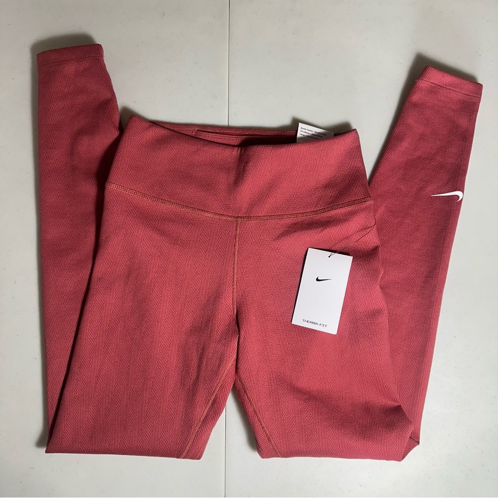 Nike One Therma-FIT Mid-Rise Leggings Canyon Rust NWT Size XS - Picture 2 of 12